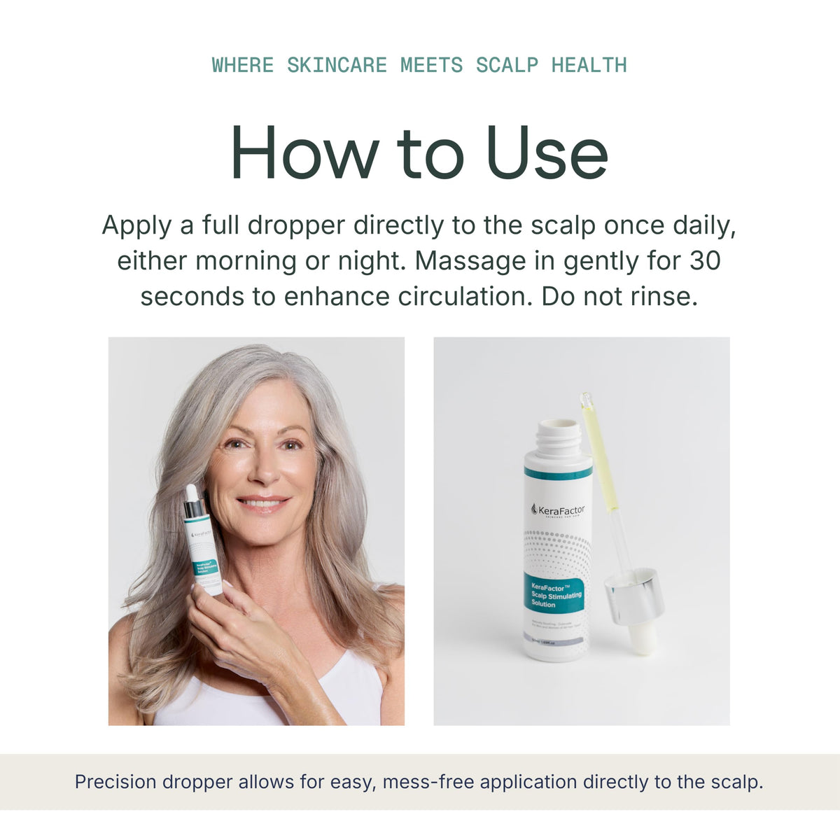 KeraFactor applied to scalp after microneedling demonstrating post-procedure compatibility benefit