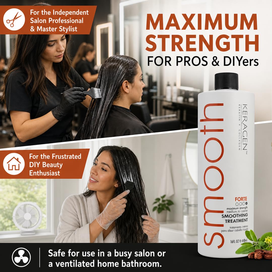 KERAGEN after blowout smooth hair result showing increased shine and manageability