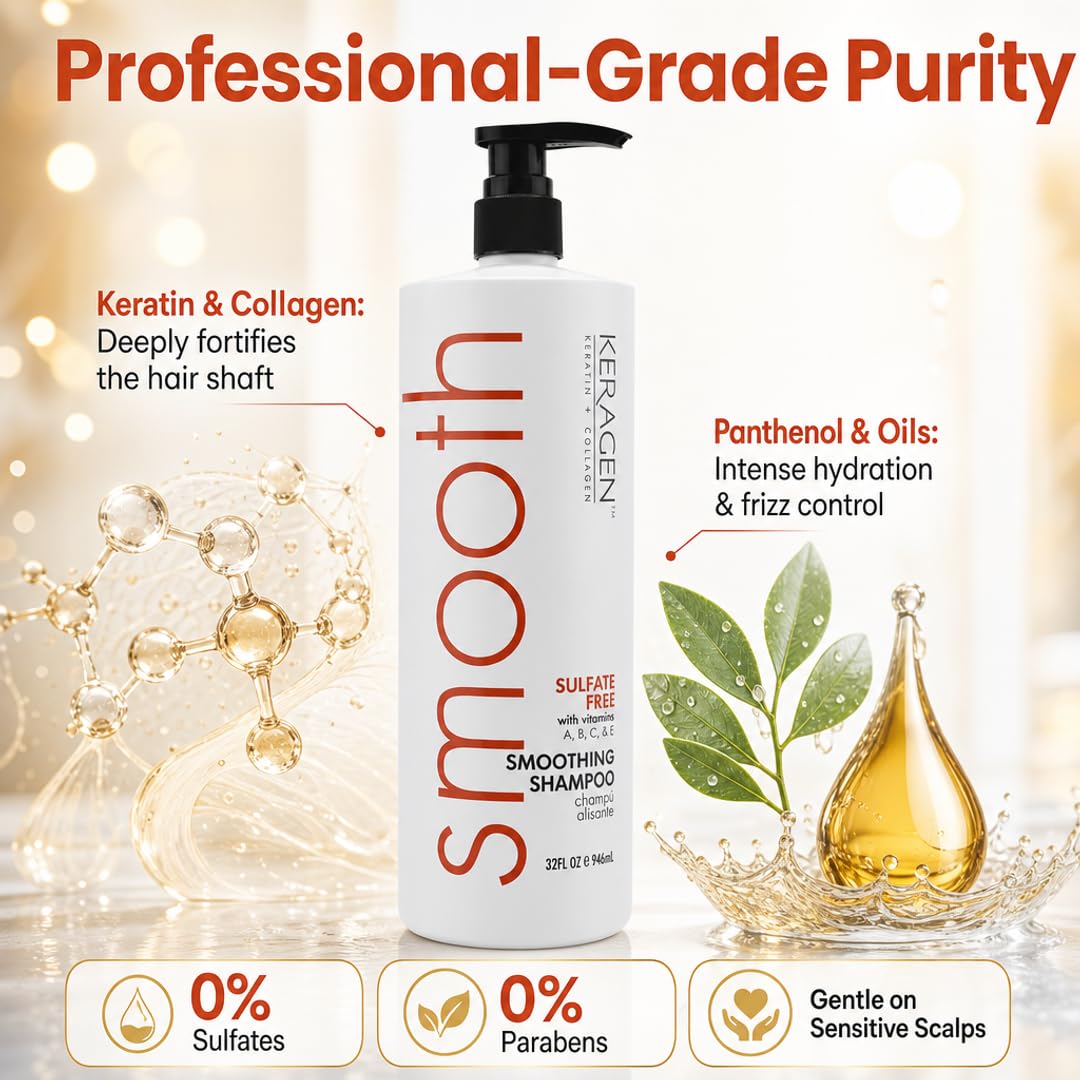 KERAGEN shampoo being applied in shower demonstrating easy lather benefit
