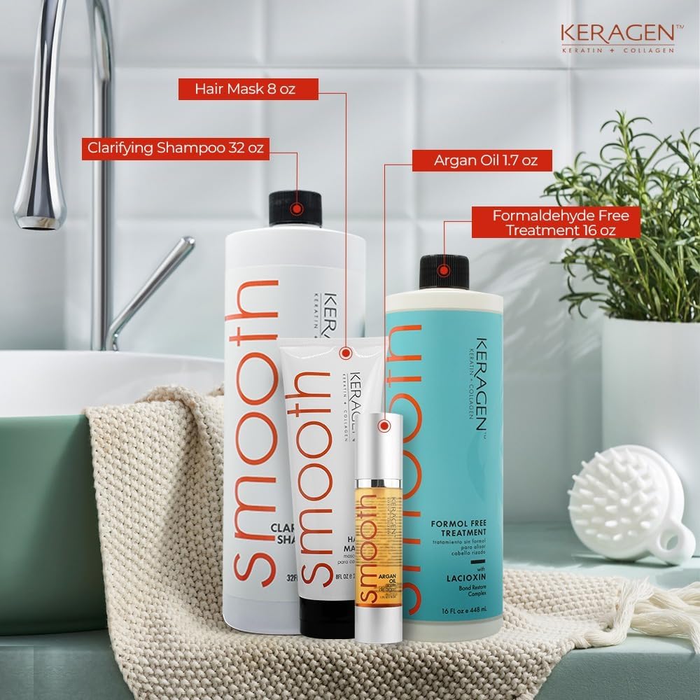 KERAGEN lifestyle bathroom setup ready for at-home salon-style hair transformation