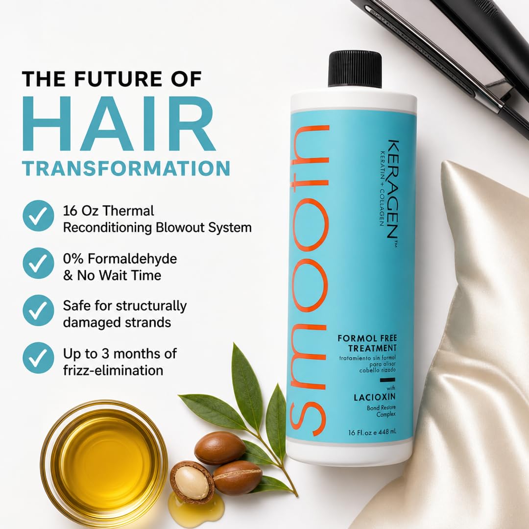 KERAGEN styled smooth hair lifestyle showing glossy finish