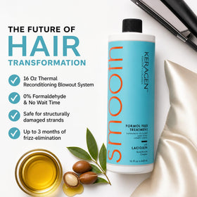 KERAGEN styled smooth hair lifestyle showing glossy finish