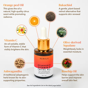 kerala botanics closeup label shows active list and clean formulation benefits