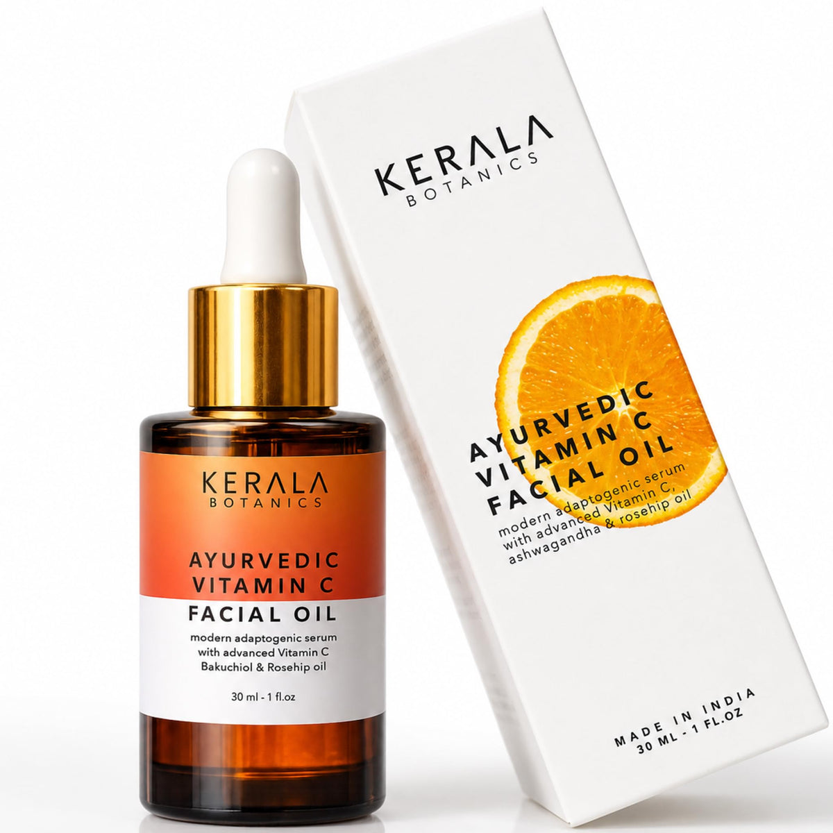 kerala botanics front bottle shows sleek packaging and glow benefits