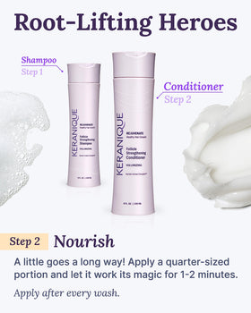 Keranique in-shower application showing easy spread and detangling