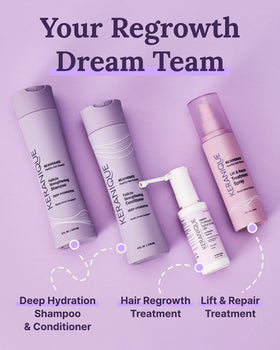 Keranique before and after illustration emphasizing thicker-looking hair benefit