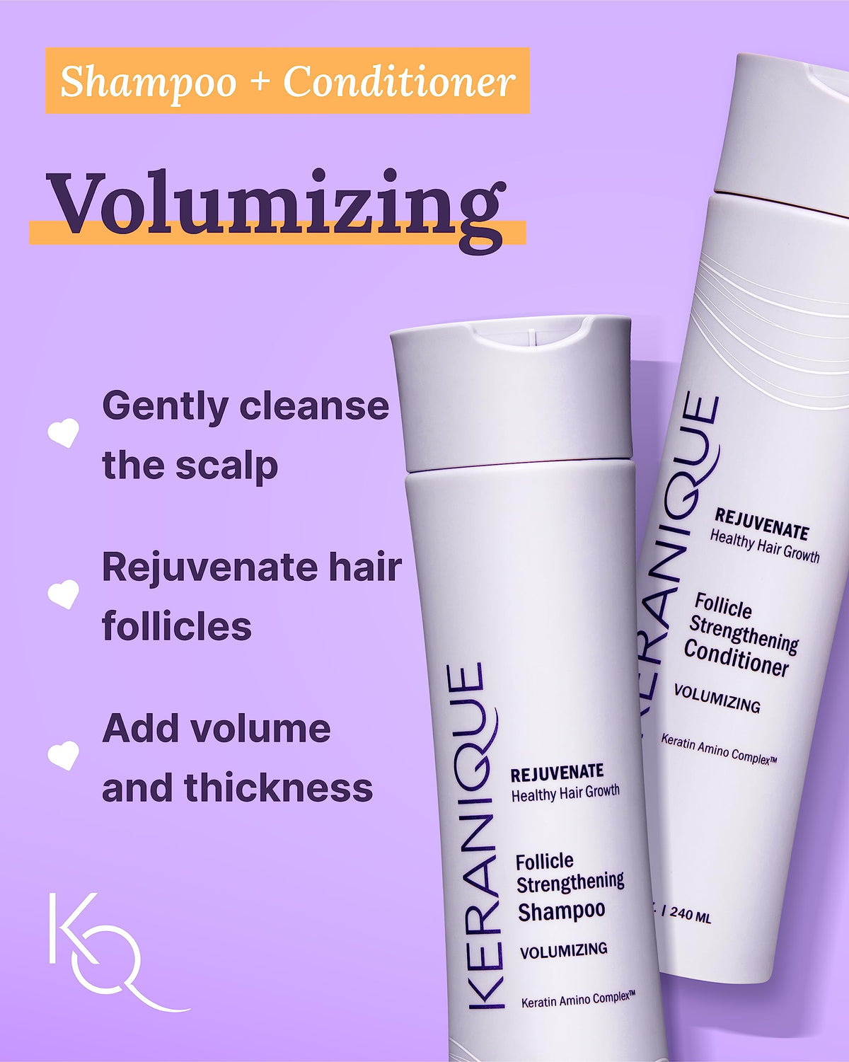 Keranique conditioner open cap showing creamy texture and lightweight conditioning