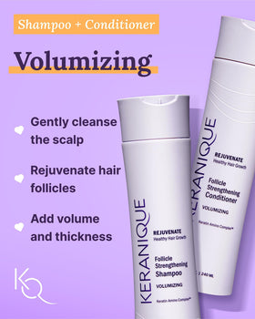 Keranique conditioner open cap showing creamy texture and lightweight conditioning