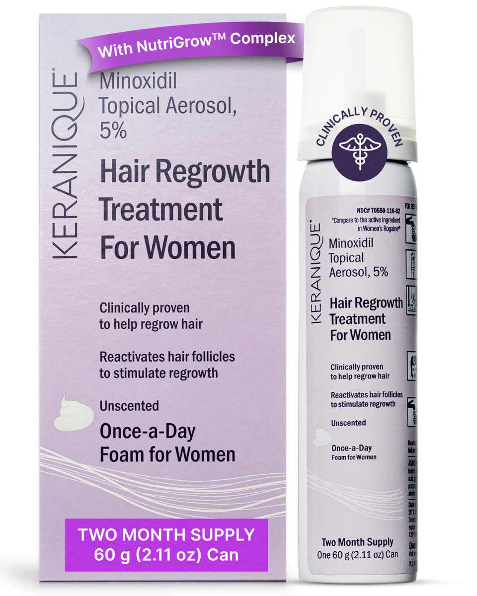 Keranique front packaging showing product and benefits