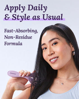 Keranique applied to parted scalp in sections, demonstrates targeted coverage
