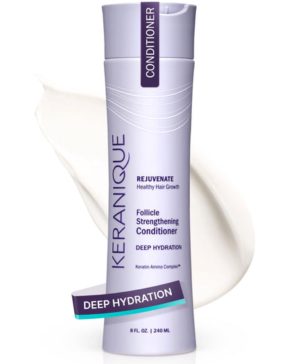Keranique front packaging 8oz showing product and volumizing benefit