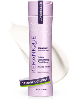 Keranique front packaging shows product and clear damage-control benefit