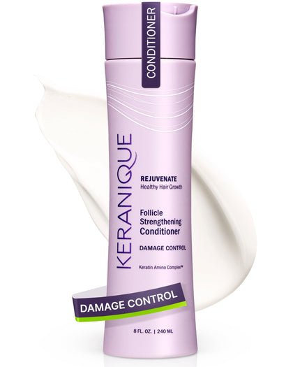 Keranique front packaging shows product and clear damage-control benefit