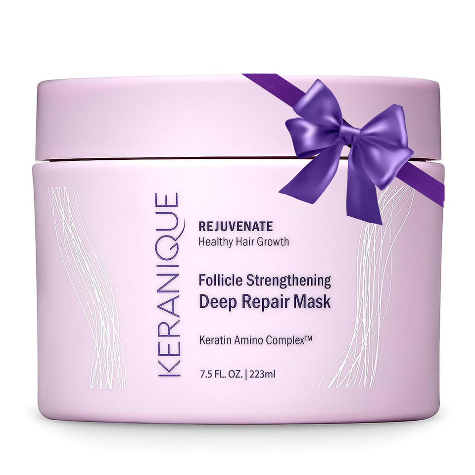 Keranique front packaging showing hair mask and benefits