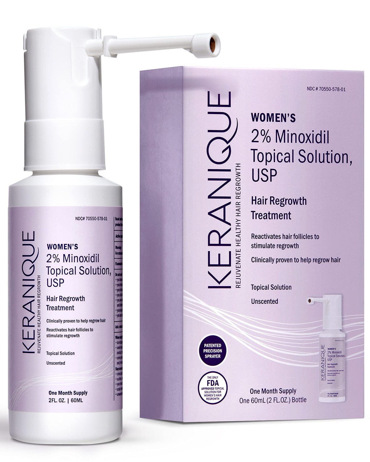 Keranique front packaging showing product and benefits for quick identification