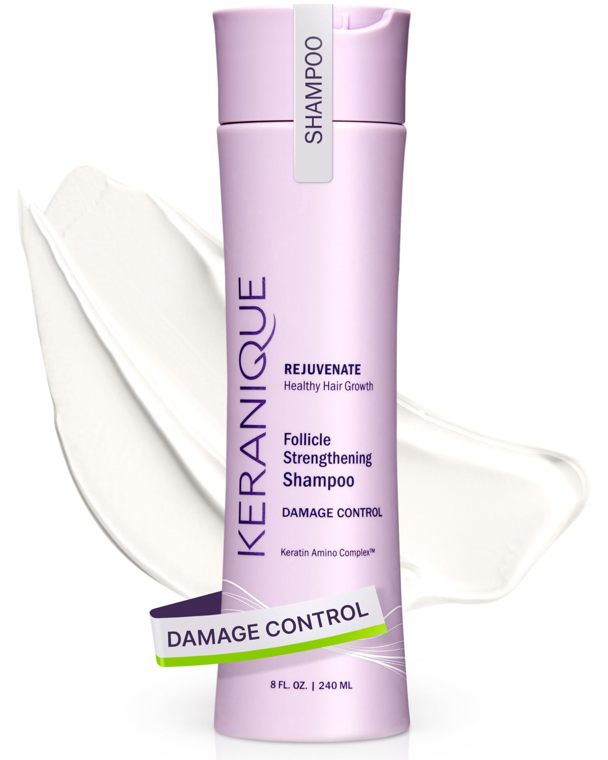Keranique front packaging displaying product and benefits for gentler cleansing