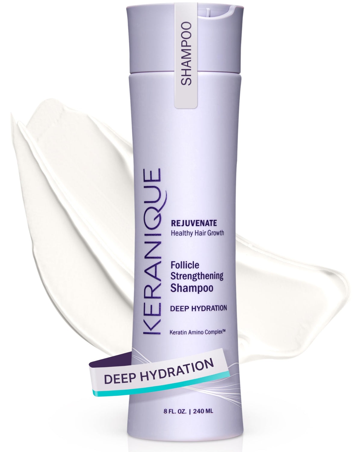 Keranique front packaging showing bottle and branding with clear benefit