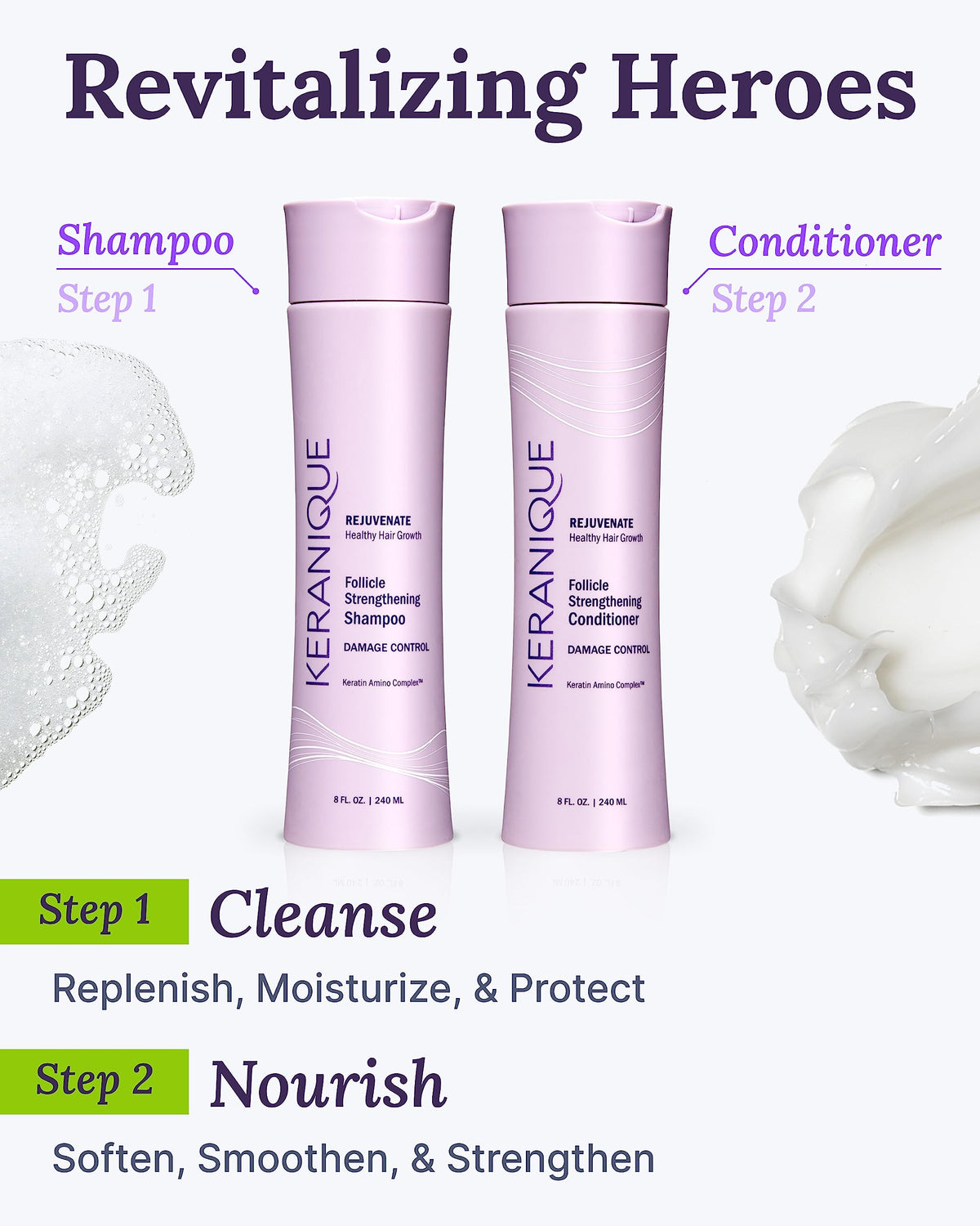 Keranique in bathroom lifestyle shot showing salon-result routine at home
