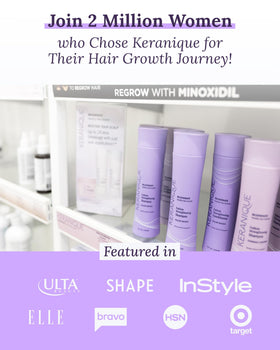 Keranique ingredient label close-up highlighting NutriGrow blend
