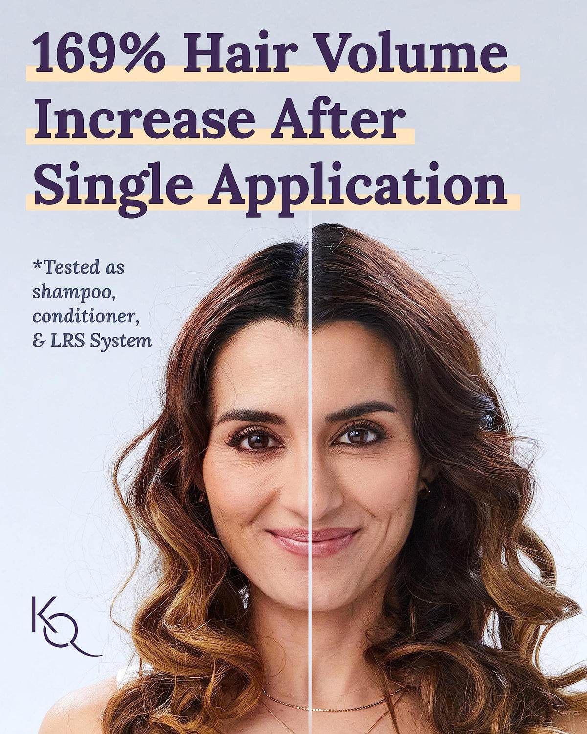 Keranique label closeup highlighting product benefits and clean formula