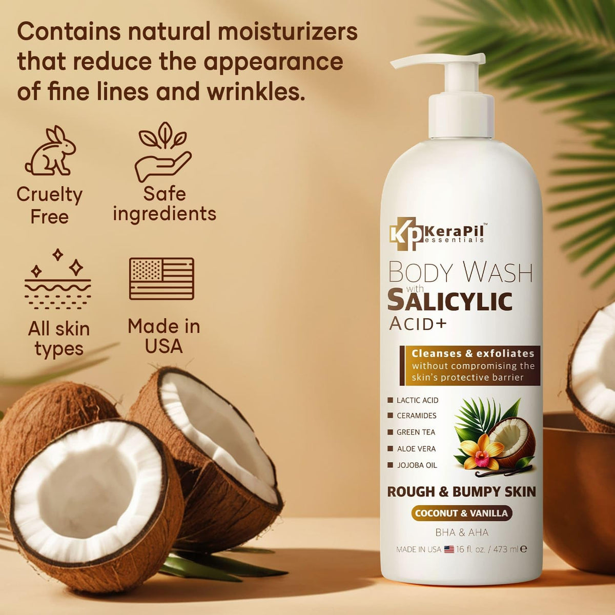 KERAPIL back label displaying ingredients and usage benefits