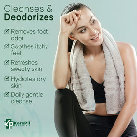 KERAPIL being used on feet, helps maintain clean-feeling toes benefit