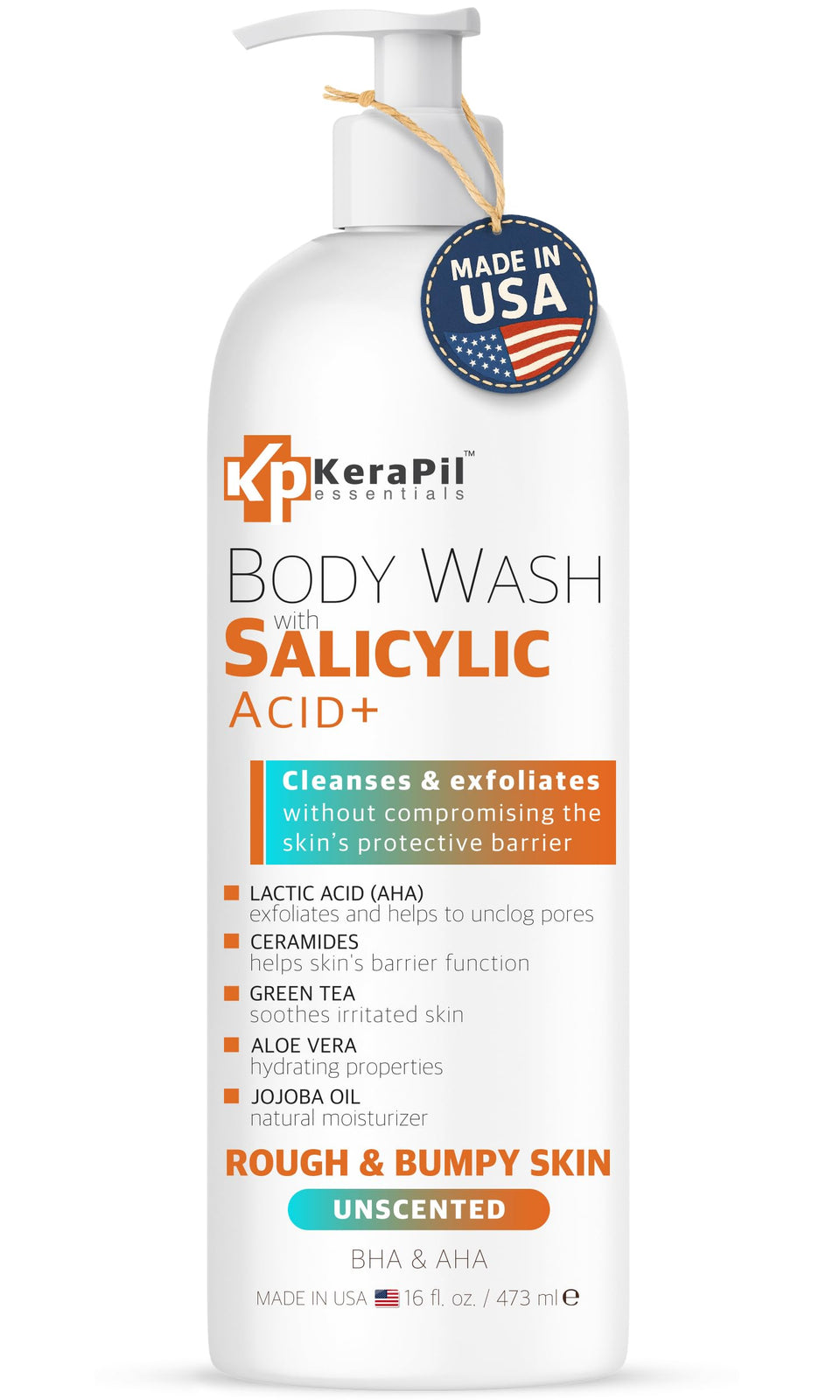 KERAPIL front bottle shows unscented formula and clear benefits