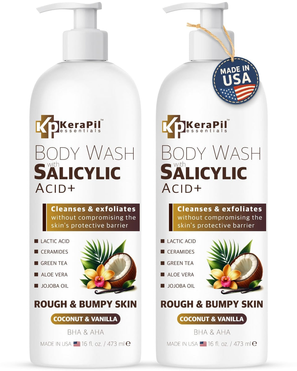 KERAPIL front bottle showing coconut and vanilla scent benefits