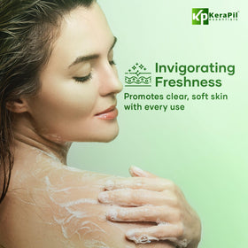 KERAPIL in-shower use creating lather to cleanse pores and reduce rough patches