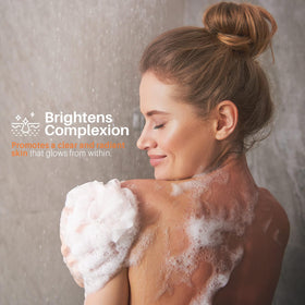 KERAPIL in-shower application on upper arm showing targeted smoothing benefit