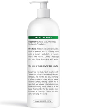 KERAPIL ingredients display with tea tree, peppermint, eucalyptus benefit