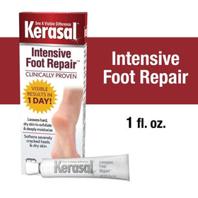 Kerasal demonstration showing visible foot texture improvement over time
