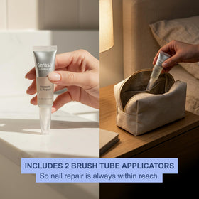 Kerasal brush applying product under nail edge for controlled targeted nail care