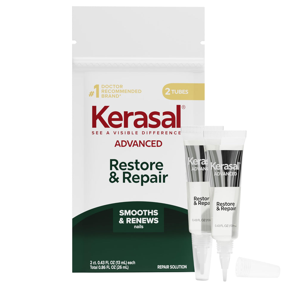 Kerasal front packaging showing bottle and label, presents clear product identity and benefit