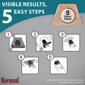 Kerasal patch next to a coin for size comparison and precise fit benefit