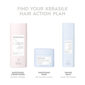 Kerasilk size comparison next to hand showing compact 200ml travel-friendly benefit