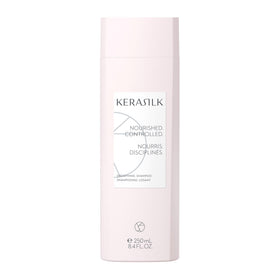 Kerasilk smoothing shampoo front view showing sleek bottle and easy dispensing benefit