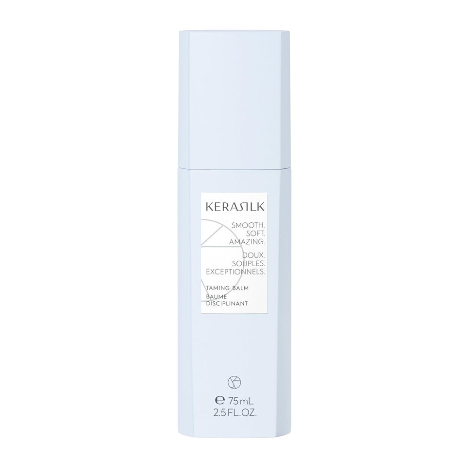 Kerasilk taming balm front packaging showing smooth-hair results