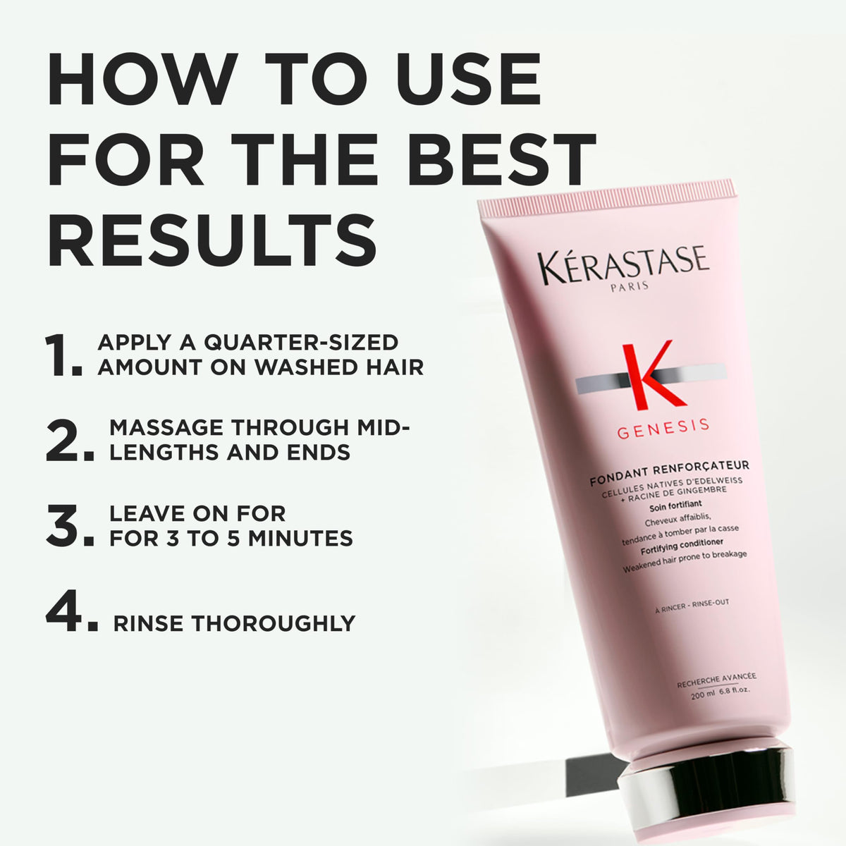 KÉRASTASE before and after hair image showing reduced breakage