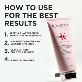KÉRASTASE before and after hair image showing reduced breakage