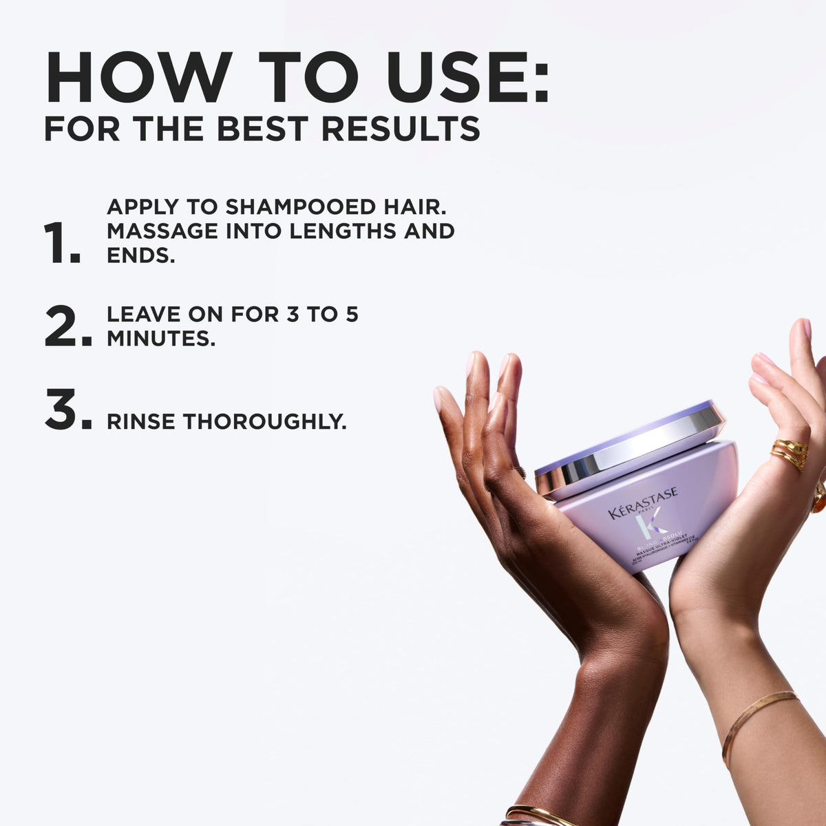 KÉRASTASE spreading product on damp hair for targeted toning