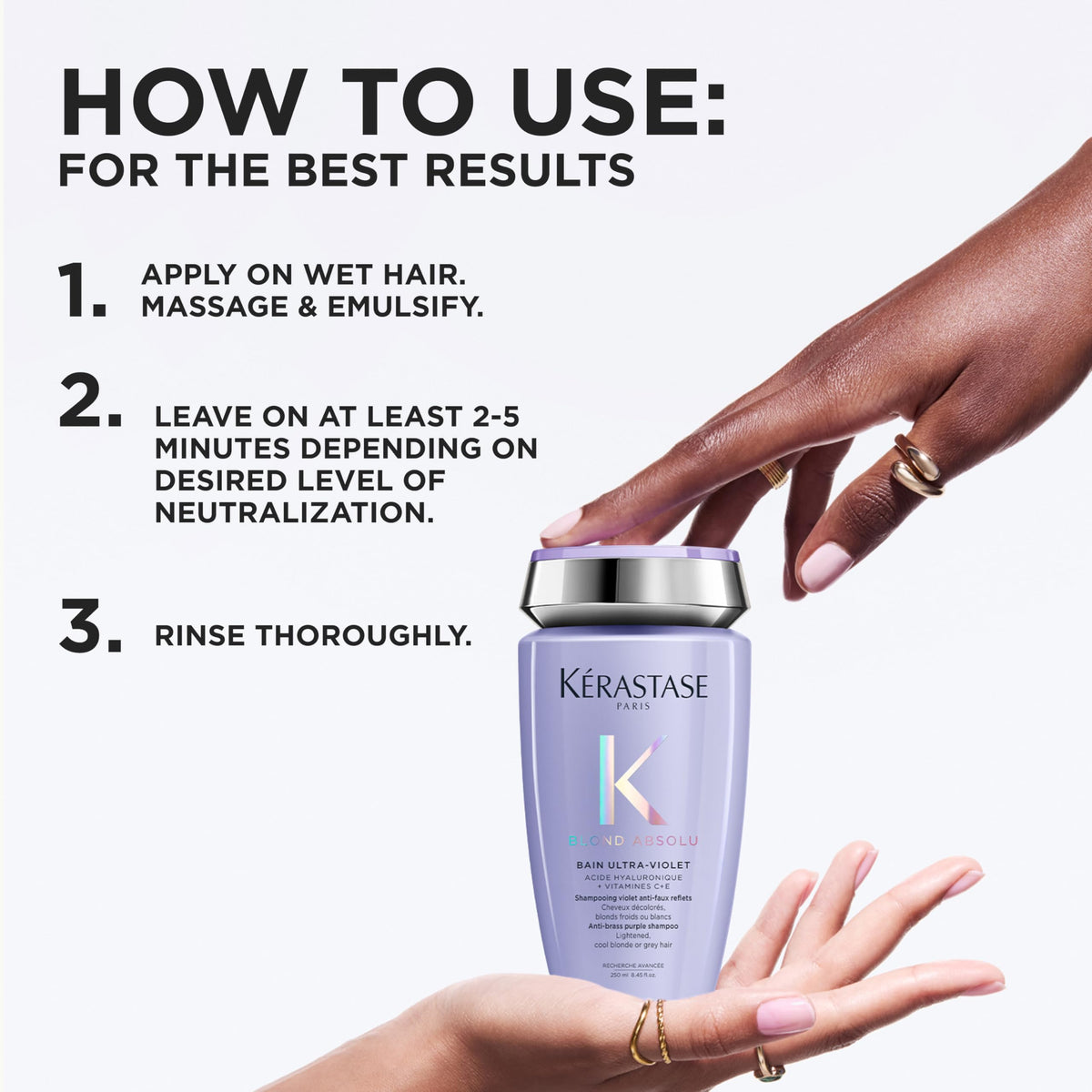 KÉRASTASE shampoo in hand during application showing easy distribution benefit