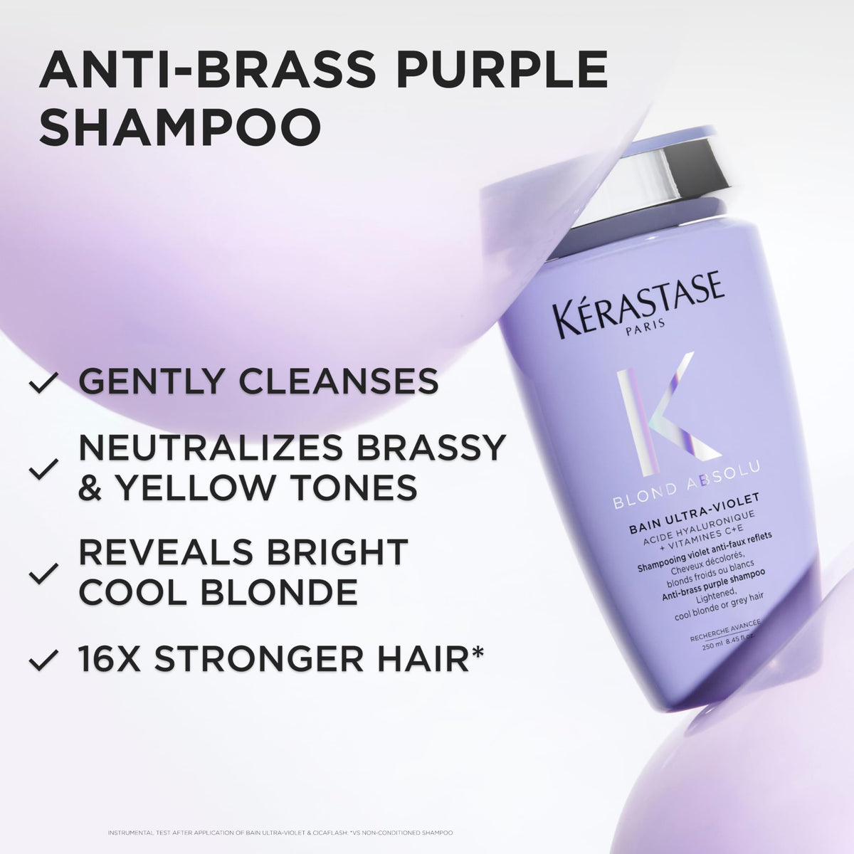 KÉRASTASE label close-up highlighting ingredients and usage instructions for benefit