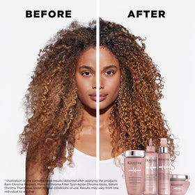 KÉRASTASE product being applied to damp hair demonstrating strengthening benefit