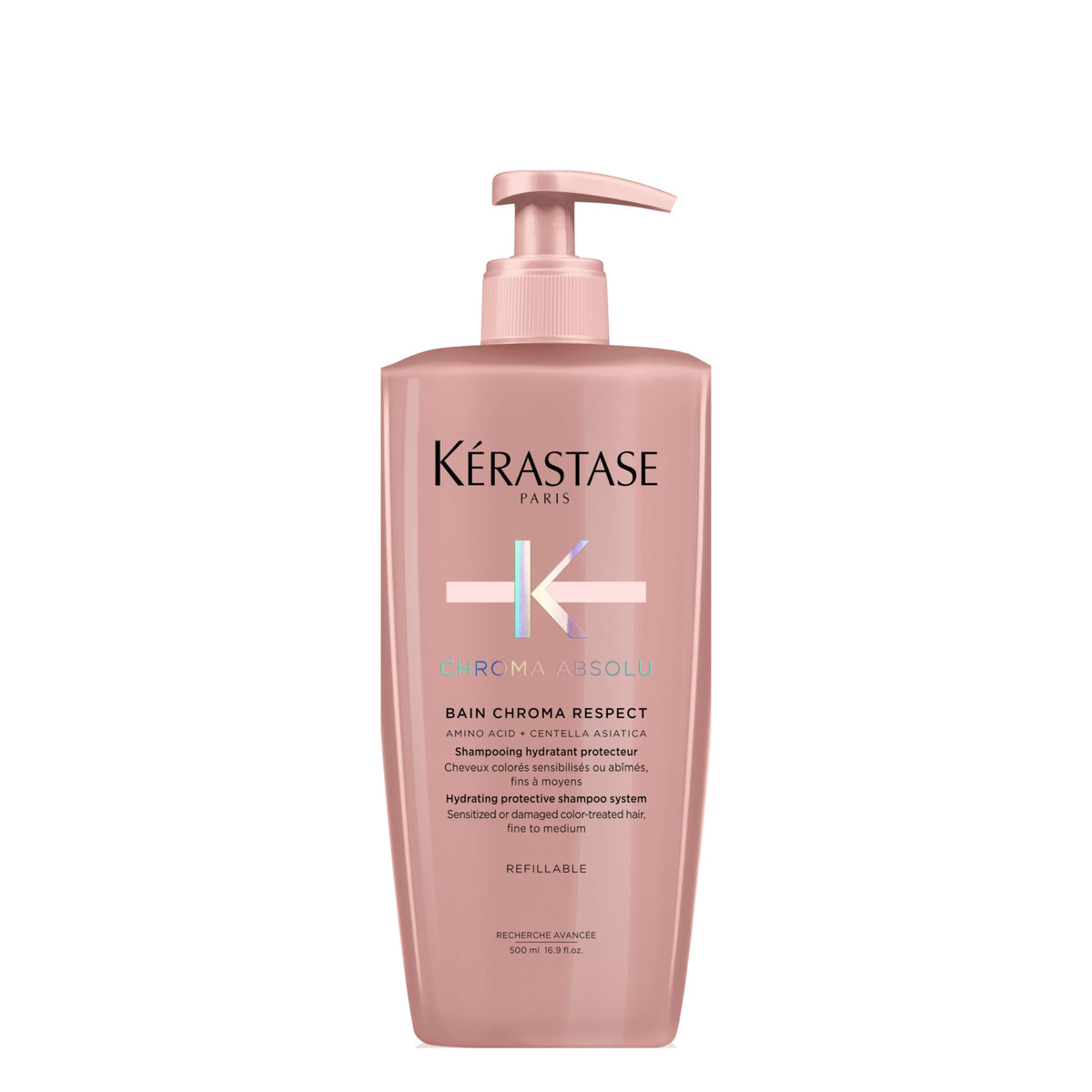KÉRASTASE front bottle showing label and color protection benefit