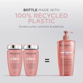 KÉRASTASE bottle next to common items showing 16.9 fl oz scale