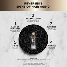 KÉRASTASE texture on hand highlighting lightweight serum that absorbs for overnight hydration