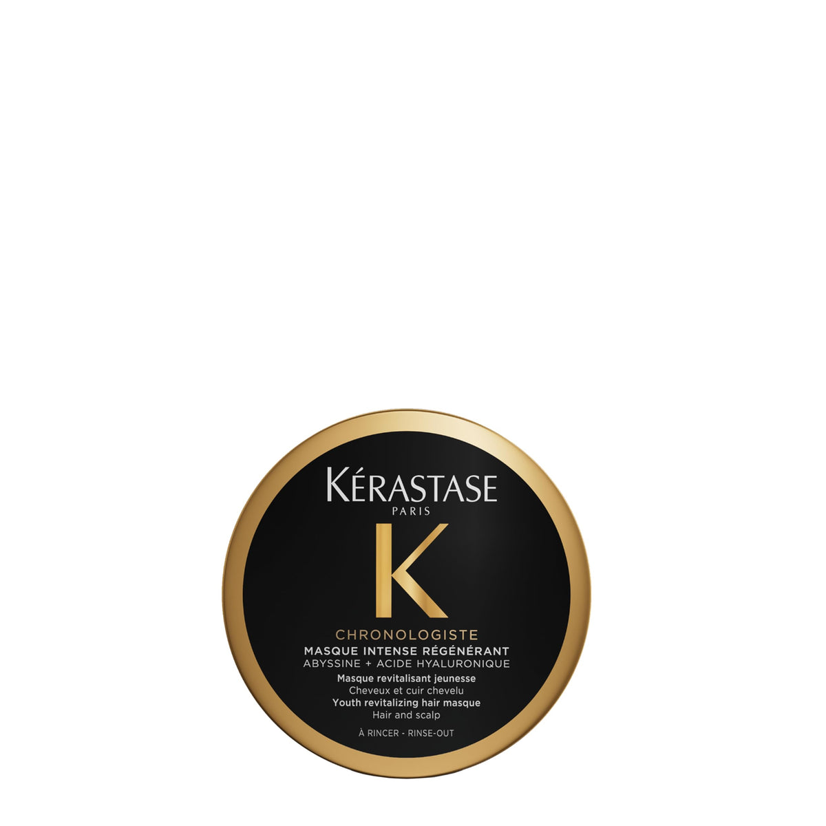 KÉRASTASE front packaging of travel masque showing compact jar and branding benefit travel-friendly