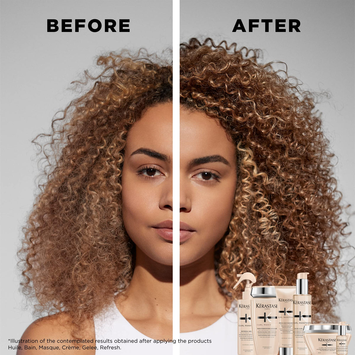 KÉRASTASE product beside Manuka honey and ceramide visualizing hydrating key ingredients