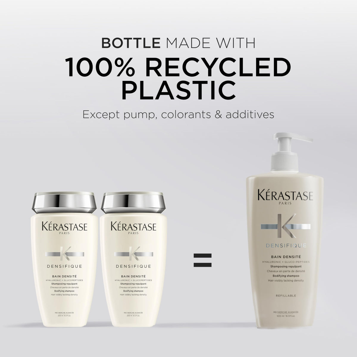 KÉRASTASE before and after hair comparison showing fuller, shinier strands